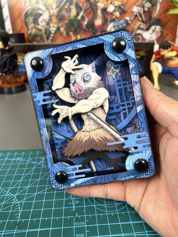 萌萌匠 鬼滅之刃甘露寺蜜璃嘴平伊之助3D立體裝飾畫方磚 