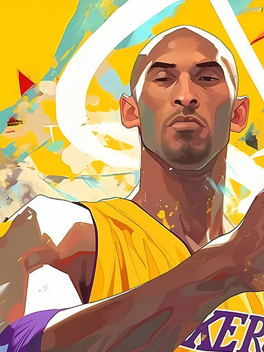 巴洛克《塗鴉科比》obe NBA洛杉磯湖人隊裝飾畫冰箱貼 