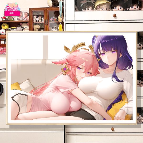 阿喵畫社 迎辰 雷電與神子高清裝飾畫 