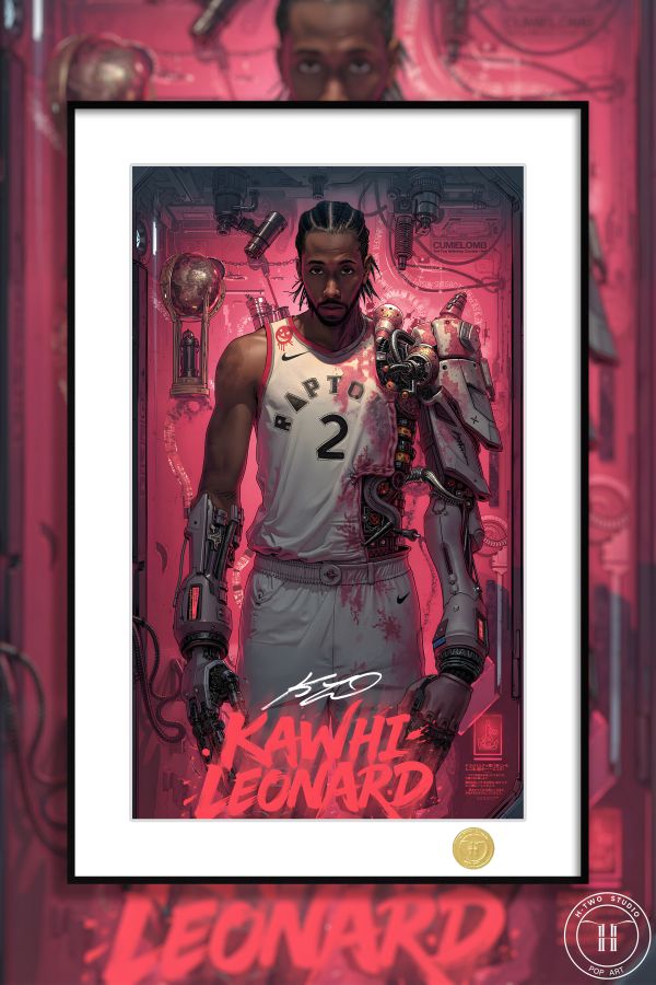 H2工作室 《19戰神卡》NBA科懷倫納德猛龍快船裝飾畫 