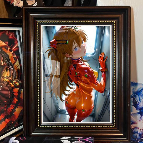 阿喵畫社 回眸明日香復古框紀念牆壁桌面擺臺 