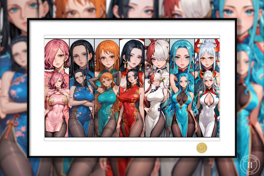 H2工作室 海賊王《旗袍女團》女帝娜美羅賓大和烏塔裝飾畫 