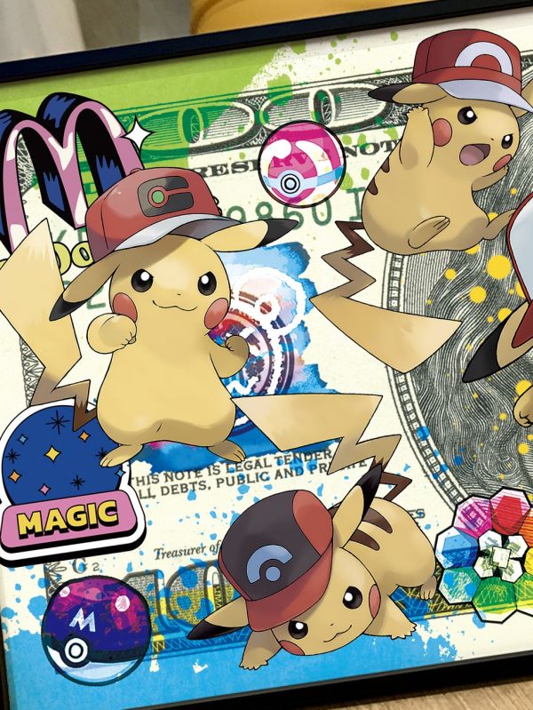 星空 《寶可夢美金版畫第三彈》神奇寶貝皮卡丘耿鬼火箭隊動漫裝飾畫 
