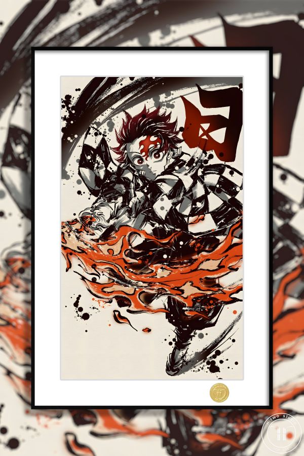 H2工作室 《竈門炭治郎》鬼滅之刃鬼殺隊火之神裝飾畫 