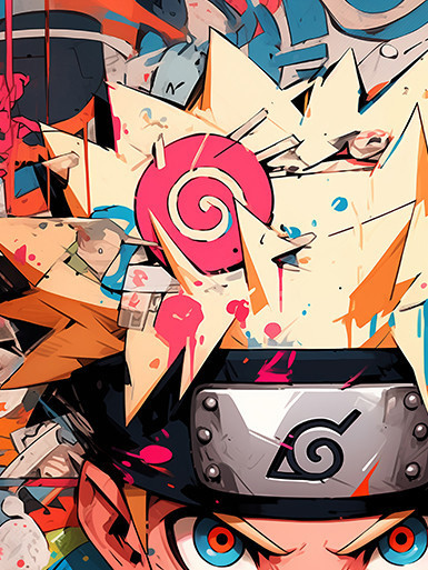 巴洛克《塗鴉鳴人》火影忍者九尾人仙人模式裝飾畫冰箱貼 