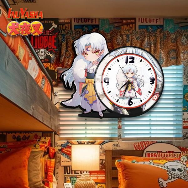 阿喵畫社 萌系殺生丸橫款靜音異形時鐘 