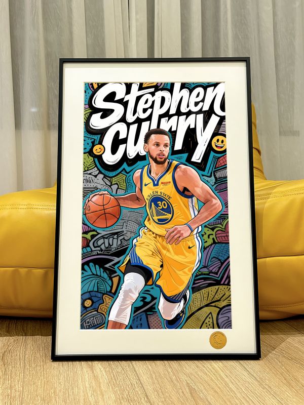 星空《塗鴉庫裏》斯蒂芬·庫裏curry萌神三分王nba金州勇士裝飾畫 