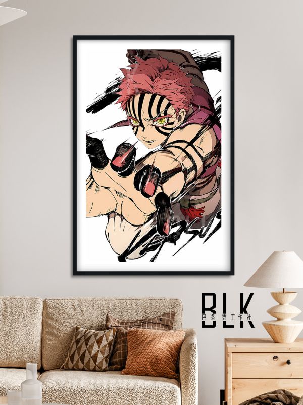 巴洛克《出擊猗窩座》鬼滅之刃無限城篇上弦叄裝飾畫冰箱貼 