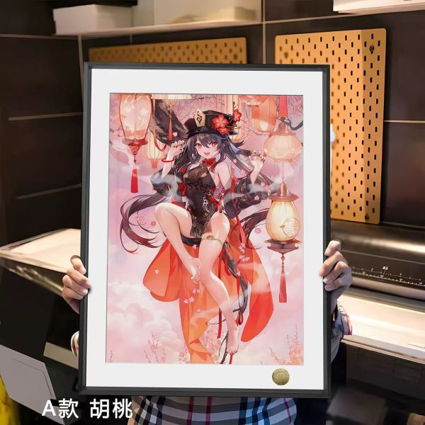 皇呱工作室 《原神新年單人》胡桃刻晴申鶴新年裝飾畫 