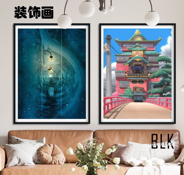 巴洛克 千與千尋湯屋海上列車裝飾畫/亞克力冰箱貼 