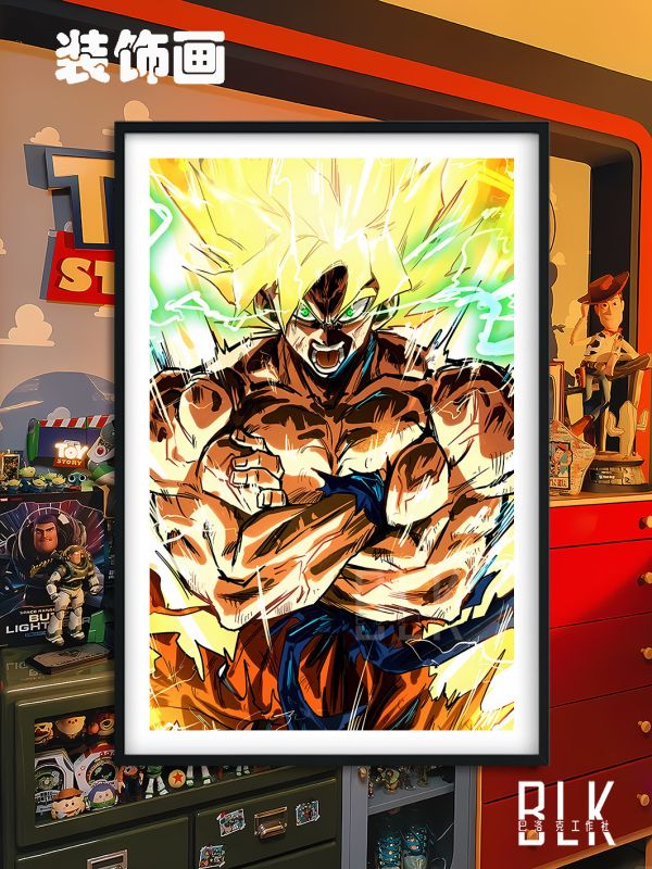 巴洛克《超賽悟空》七龍珠超級賽亞人卡卡羅特裝飾畫冰箱貼 