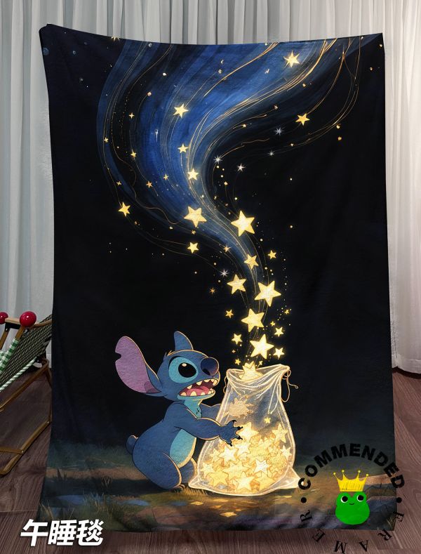 皇呱《史迪仔放飛星空》星際寶貝可愛藍色外星小怪物裝飾畫 