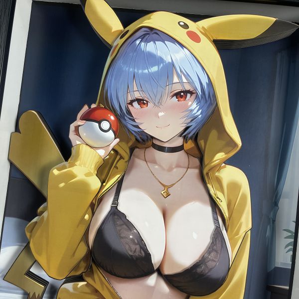 黑白畫映B&W Studio Pikachu Girls 系列第八彈 綾波麗 立體裝飾畫 