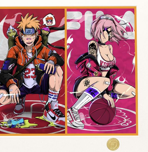 H2工作室《嘻哈三人組》火影忍者動漫裝飾畫 