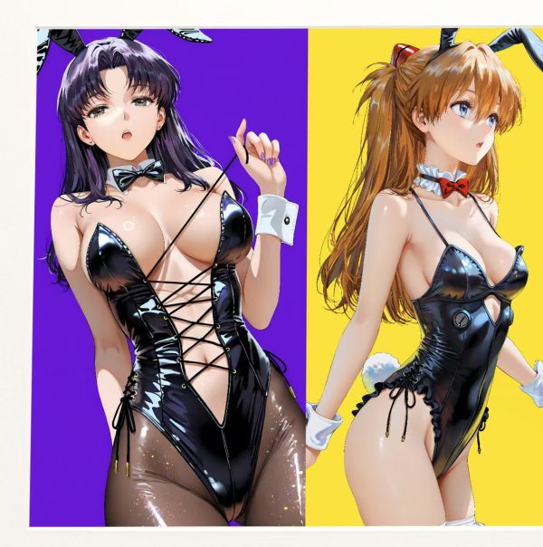 H2工作室 《兔女郎eva》新世紀福音戰士明日香綾波麗葛城美里裝飾畫 
