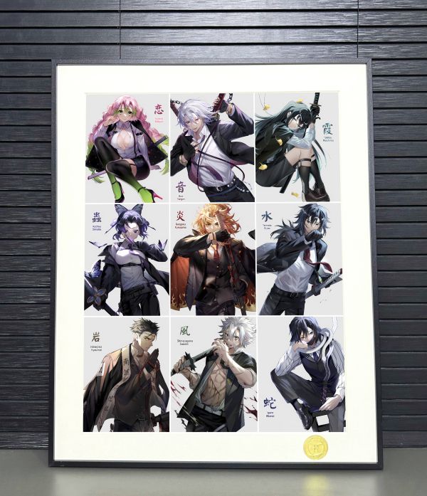 H2工作室 《制服九柱》鬼滅之刃富岡義勇甘露寺蜜璃炎柱蝴蝶忍裝飾畫 