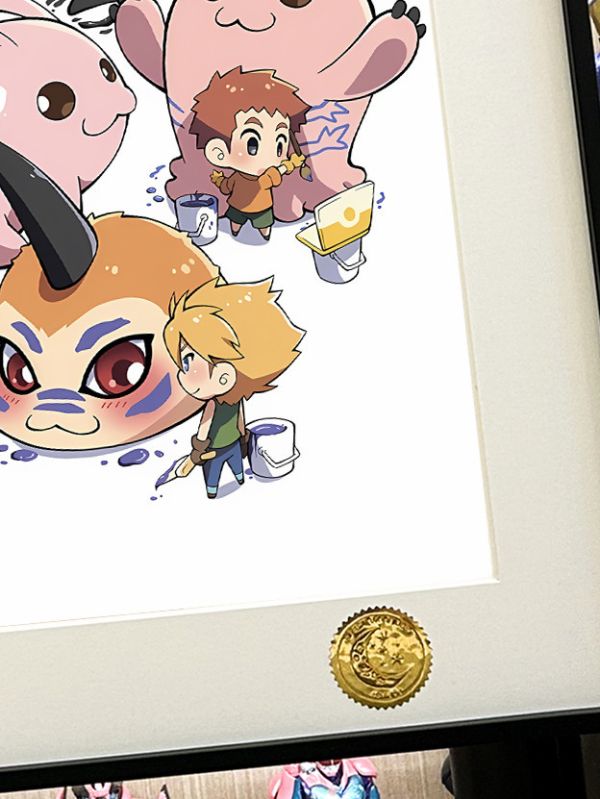 星空 《數碼寶貝幼崽》太一阿和阿武滾球獸裝飾畫 