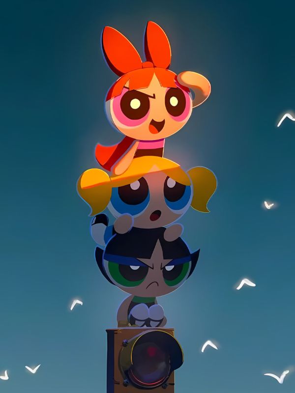 星空《飛天小女警》The Powerpuff Girls花花泡泡毛毛裝飾畫 