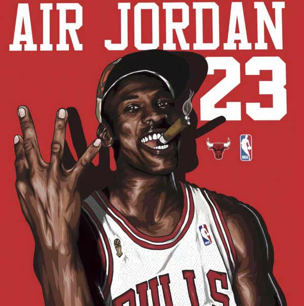 H2工作室 《邁克爾喬丹》喬幫主NBA公牛隊籃球之神裝飾畫 