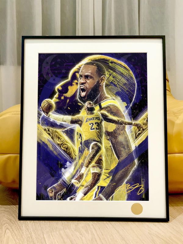 星空 《紫金詹皇》James勒布朗·詹姆斯小皇帝科比NBA洛杉湖人lbj裝飾畫 