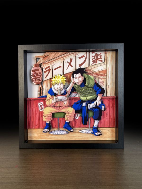 萌萌匠 火影忍者 一樂拉麵館 一樂名場面鳴人背景3D立體掛畫 