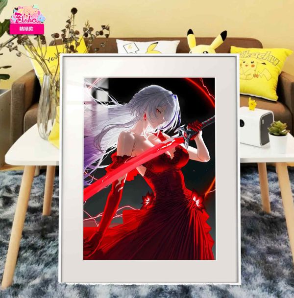 阿喵畫社 陰冥白髮黃泉精裱畫 