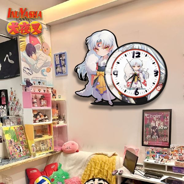 阿喵畫社 萌系殺生丸橫款靜音異形時鐘 