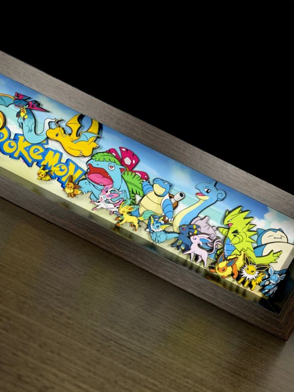 萌萌匠 寶可夢精靈寵物小智立體裝飾畫地臺桌擺禮物多層立體手工畫 