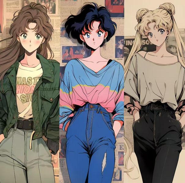 H2工作室 《港風美少女》美少女戰士月野兔水冰月水野亞美火野麗木野真琴裝飾畫 