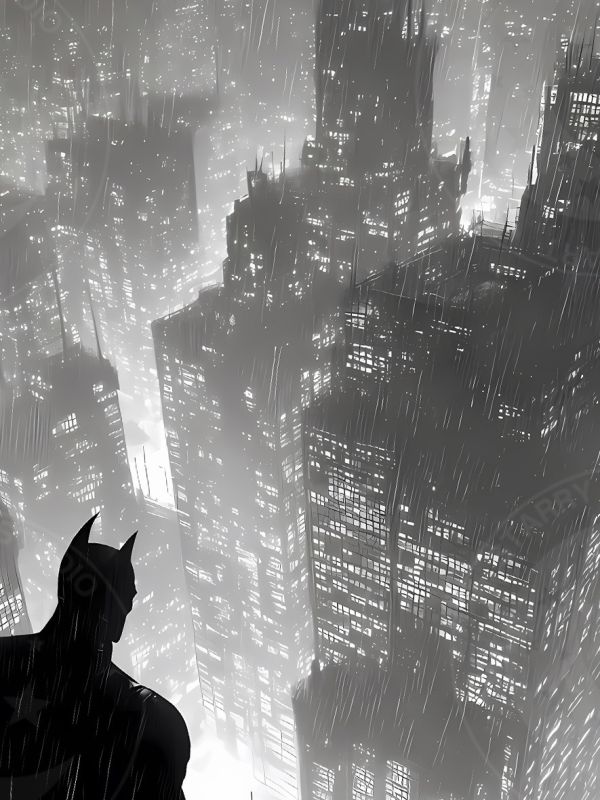 星空《雨夜哥譚市》DC黑暗騎士Batman布魯斯·韋恩裝飾畫 