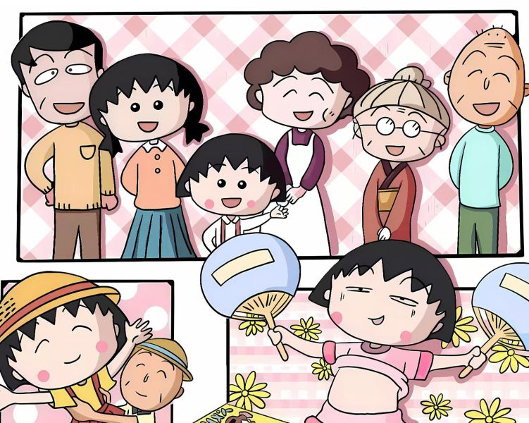 H2工作室 《小丸子一家》櫻桃小丸子櫻桃子櫻杏子櫻友藏裝飾畫 