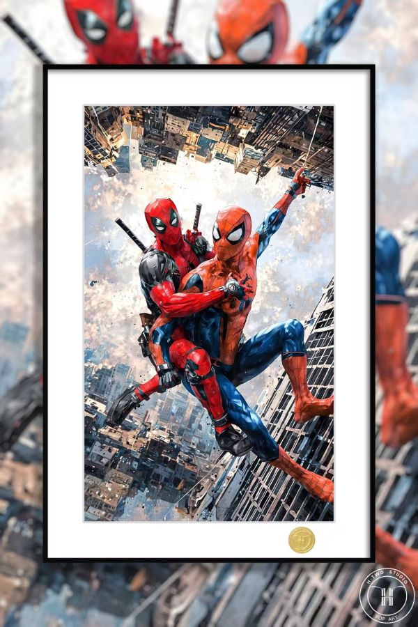 H2工作室 《蜘蛛俠死侍》漫威彼得帕克蜘蛛俠小賤賤裝飾畫 