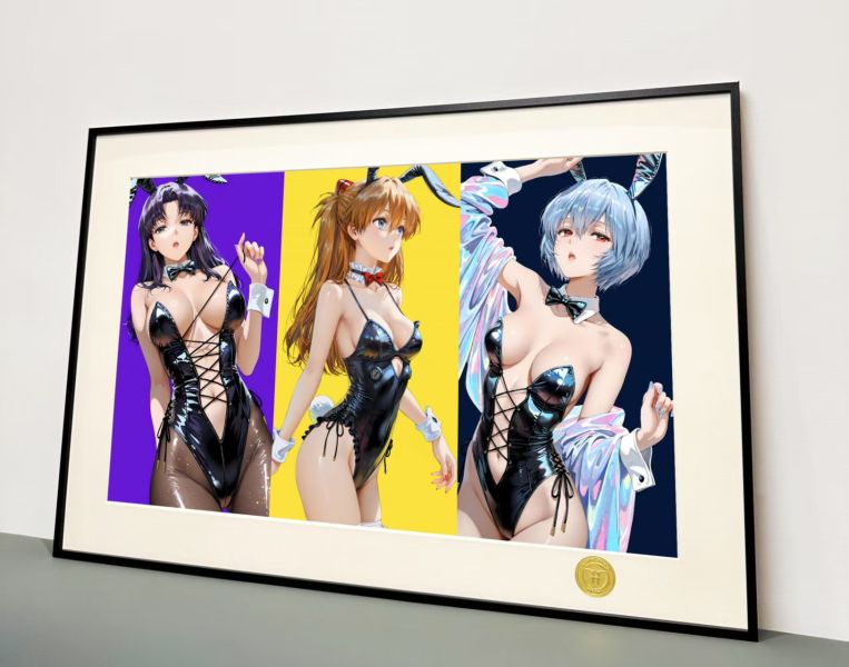 H2工作室 《兔女郎eva》新世紀福音戰士明日香綾波麗葛城美里裝飾畫 