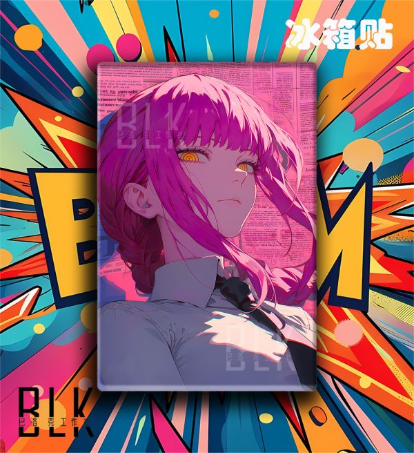 巴洛克 《港風瑪奇瑪》鏈鋸人支配惡魔真紀真裝飾畫/冰箱貼 
