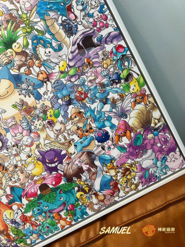 原畫師Samuel*神秘畫廊 《神奇寶貝初代小精靈大合集》收藏級帆布裝飾畫 