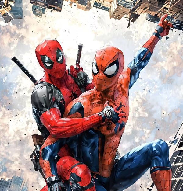 H2工作室 《蜘蛛俠死侍》漫威彼得帕克蜘蛛俠小賤賤裝飾畫 