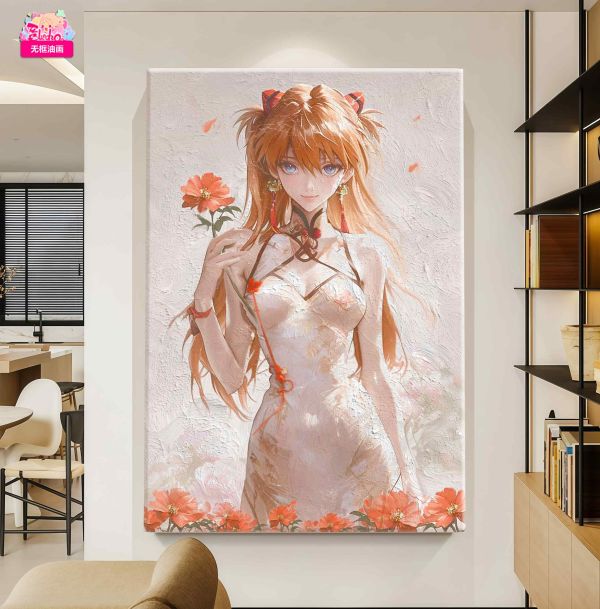 阿喵畫社 明日香 油畫丙烯超大無框手繪油畫 