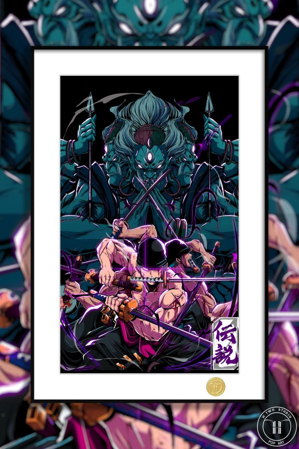 H2工作室 《九刀流索隆》 海賊王鬼氣阿修羅索隆閻魔裝飾畫 