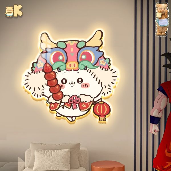 阿喵畫社 舞獅吉伊烏薩奇燈帶畫 