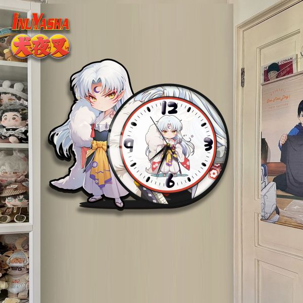 阿喵畫社 萌系殺生丸橫款靜音異形時鐘 