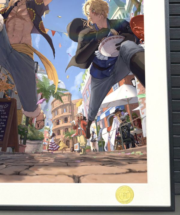 H2工作室 《三兄弟》海賊王魯夫艾斯薩博動漫裝飾畫 