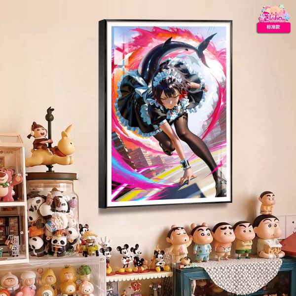 阿喵畫社 戰鬥姿態 鯊魚妹裝飾畫 