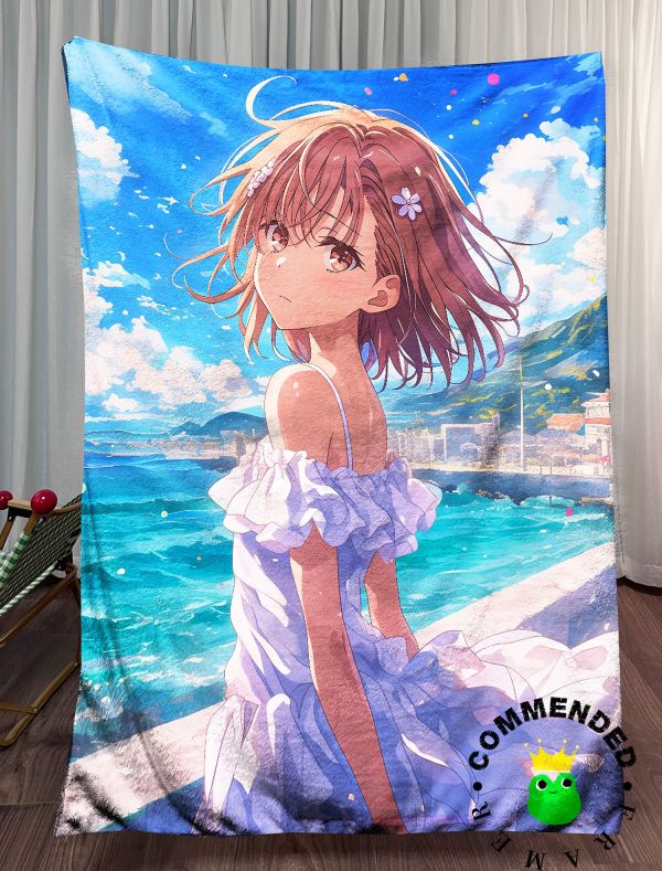 皇呱《海邊炮姐》科學超電磁炮海邊夏日清爽美琴醬裝飾畫 