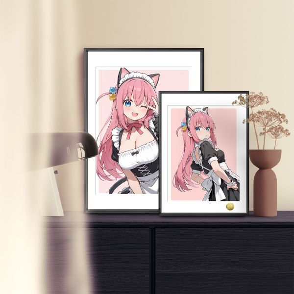 皇呱《貓耳女僕後藤獨》孤獨搖滾樂隊主音吉他兼作詞擔當貓耳女僕裝裝飾畫 