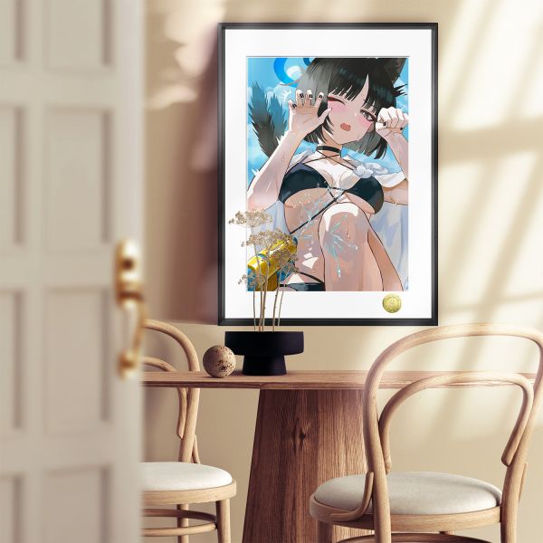 皇呱《怕水的桔梗喵》蔚藍檔案桐生桔梗周邊裝飾畫 