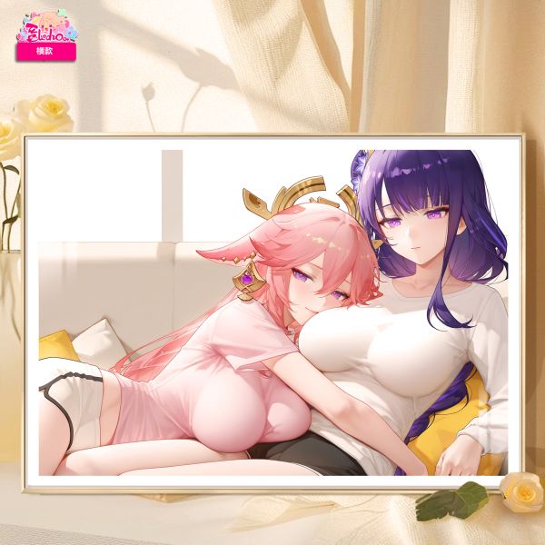 阿喵畫社 迎辰 雷電與神子高清裝飾畫 