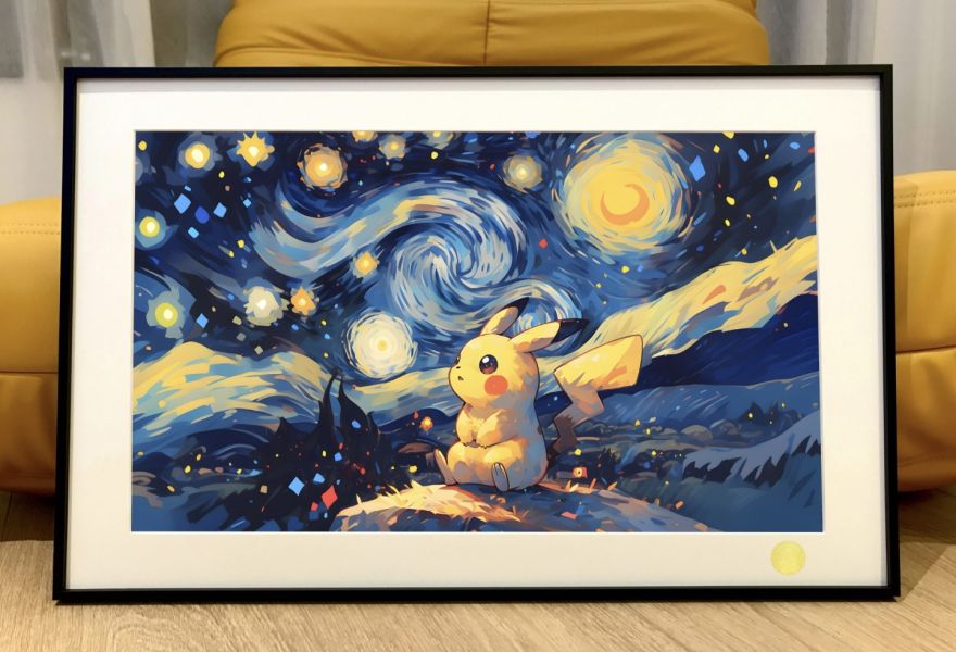 星空工作室 《星空皮卡丘》寶可夢寵物小精靈裝飾畫 