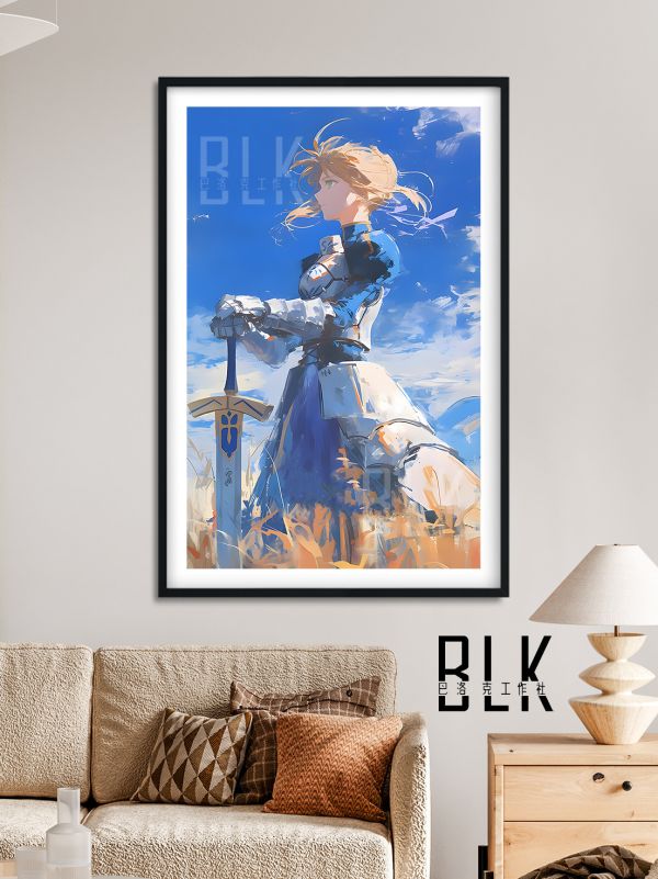 巴洛克《油畫saber》Fate亞瑟王阿爾託莉雅·潘德拉貢裝飾畫 