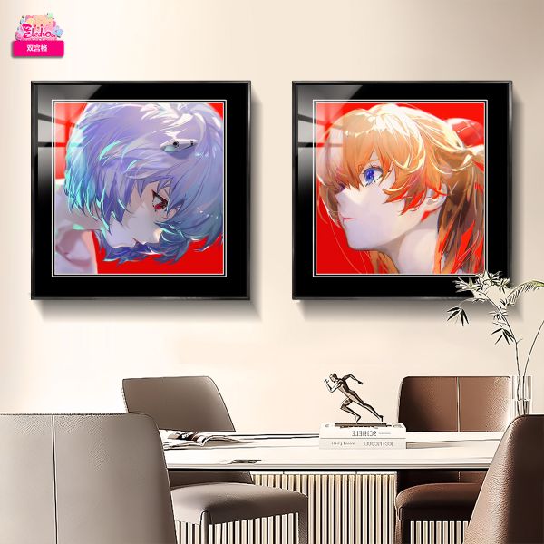 阿喵畫社 明日香綾波麗頭像雙宮格組合裝飾畫 