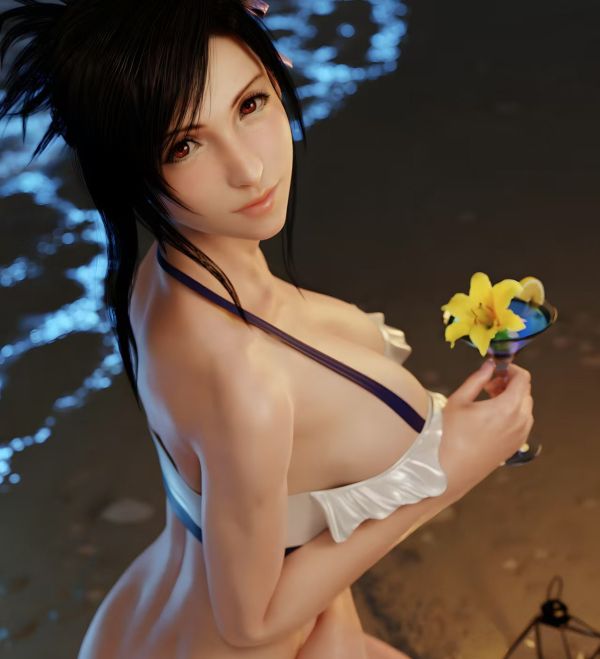 H2工作室 《海邊蒂法》最終幻想tifa裝飾畫 